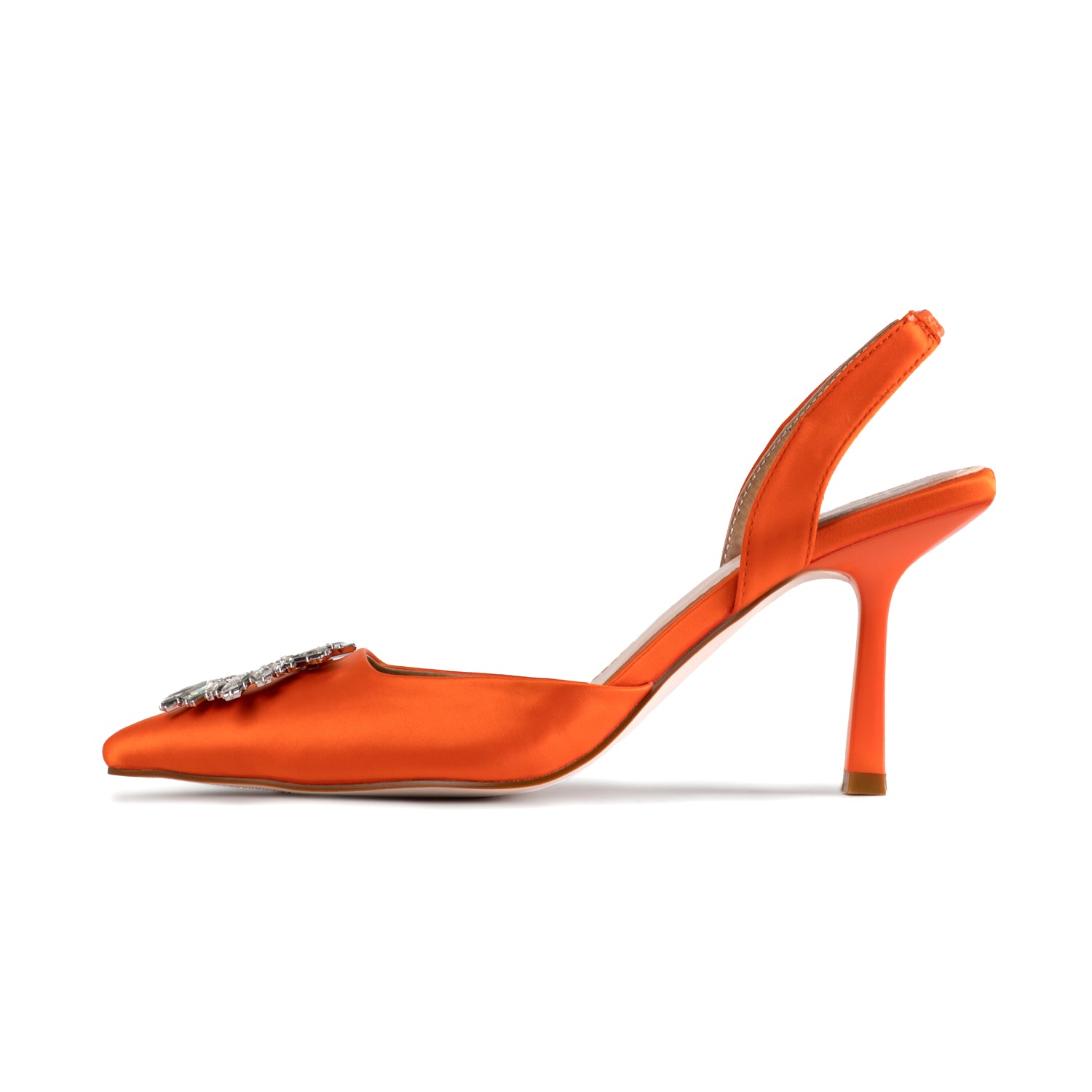 RAID Punam Heeled Slingback in Orange Satin