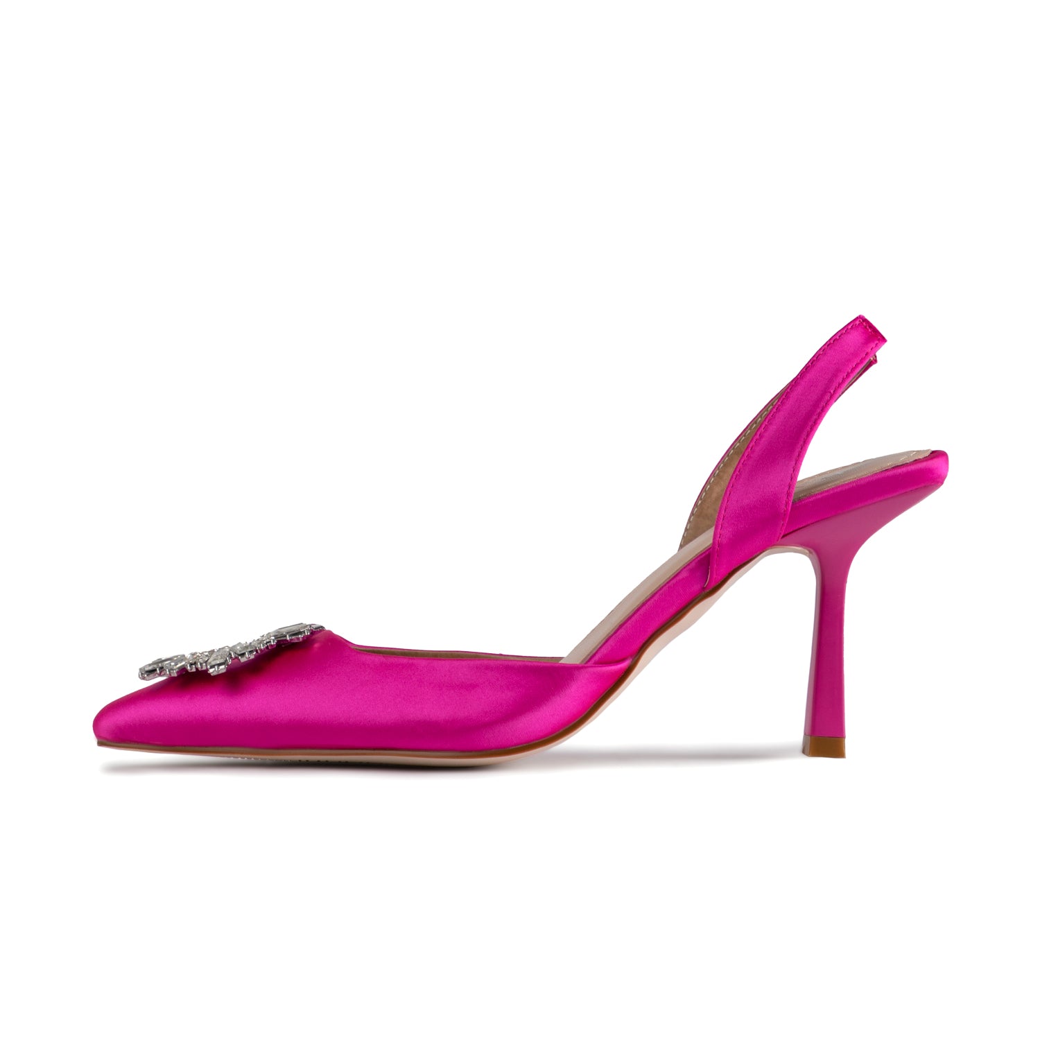 RAID Punam Heeled Slingback in Hot Pink Satin