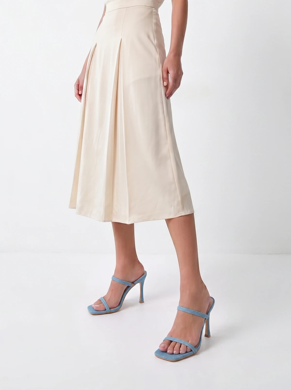 RAID Audley Heeled Mules in Blue Denim