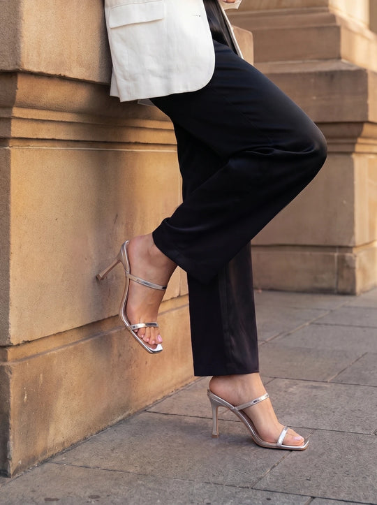 RAID Audley Heeled Mules in Silver Metallic
