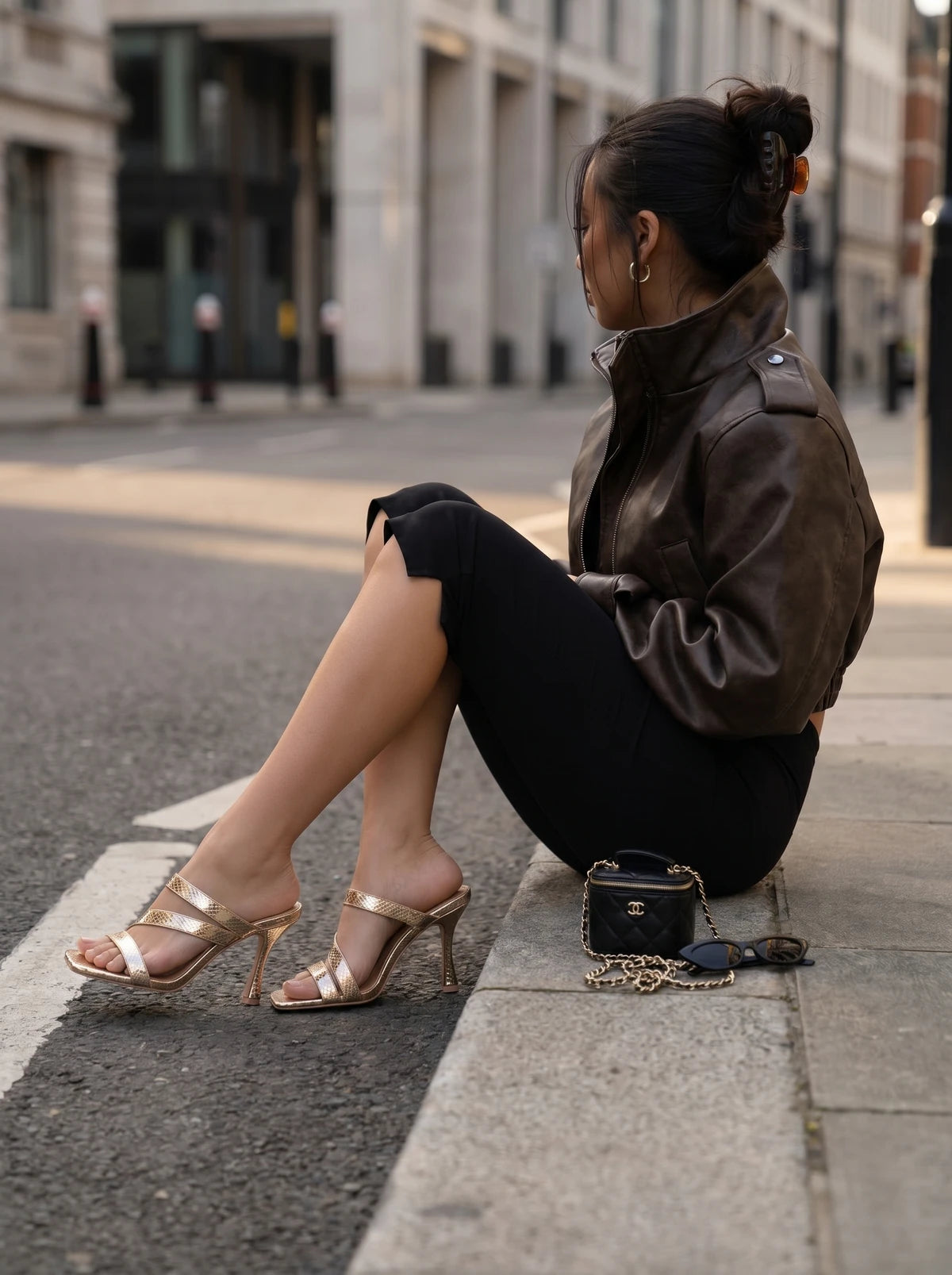 RAID Baylin Heeled Mules in Gold Snake