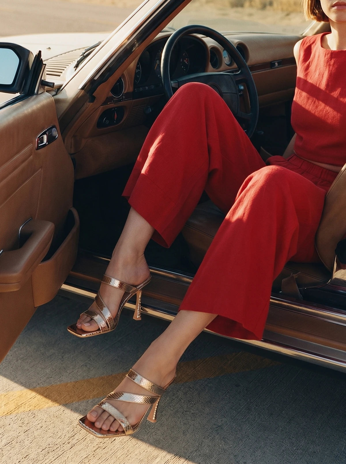 RAID Baylin Heeled Mules in Gold Snake