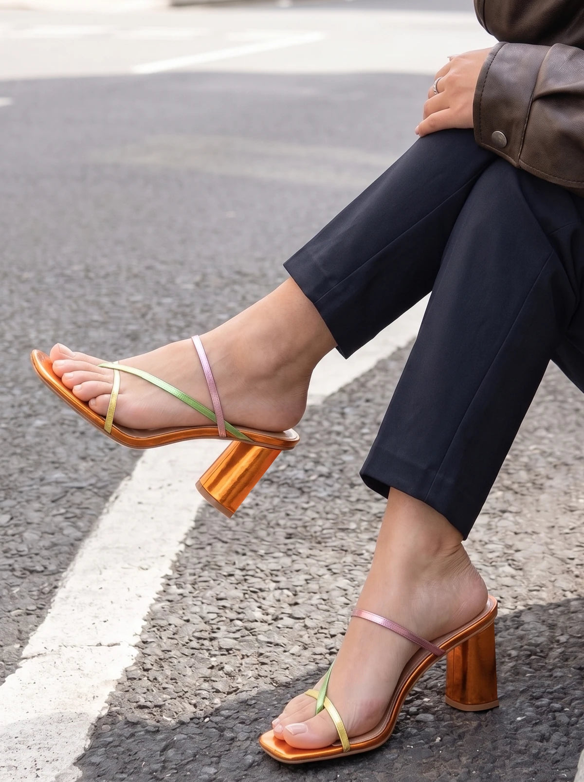 RAID Brioni Heeled Sandal in Orange Multi