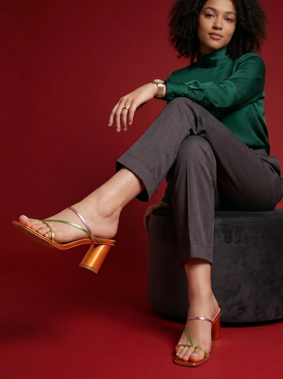RAID Brioni Heeled Sandal in Orange Multi