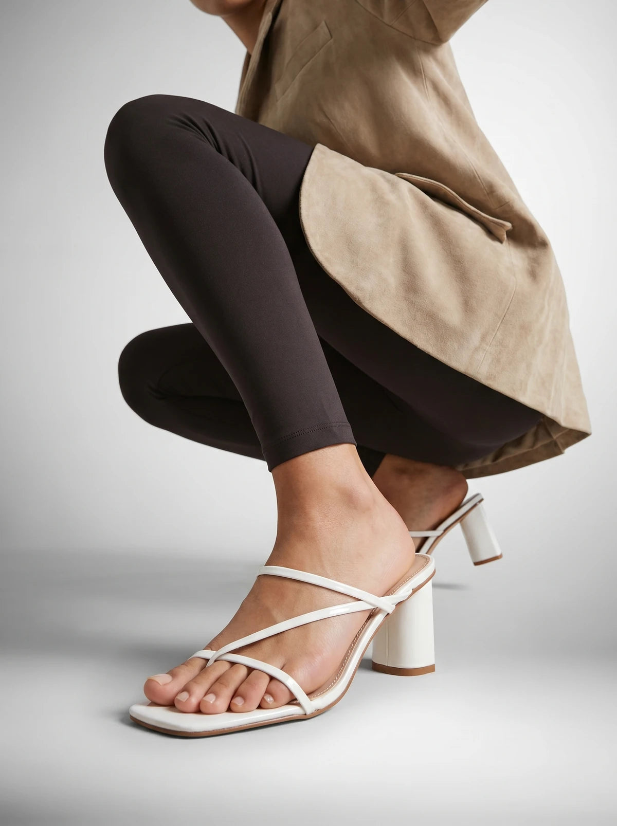 RAID Brioni Heeled Sandal in White Patent