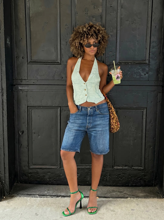 BEBO Cassidy Heeled Sandal in Green Satin