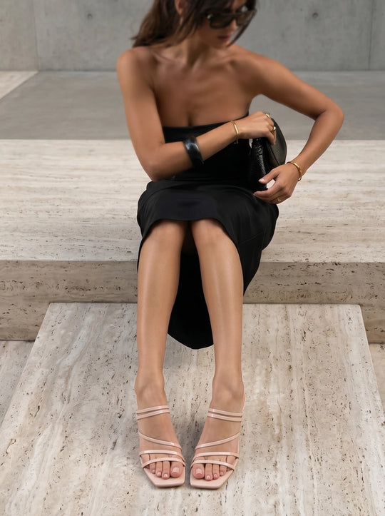 RAID Christabel Heeled Mules in Nude