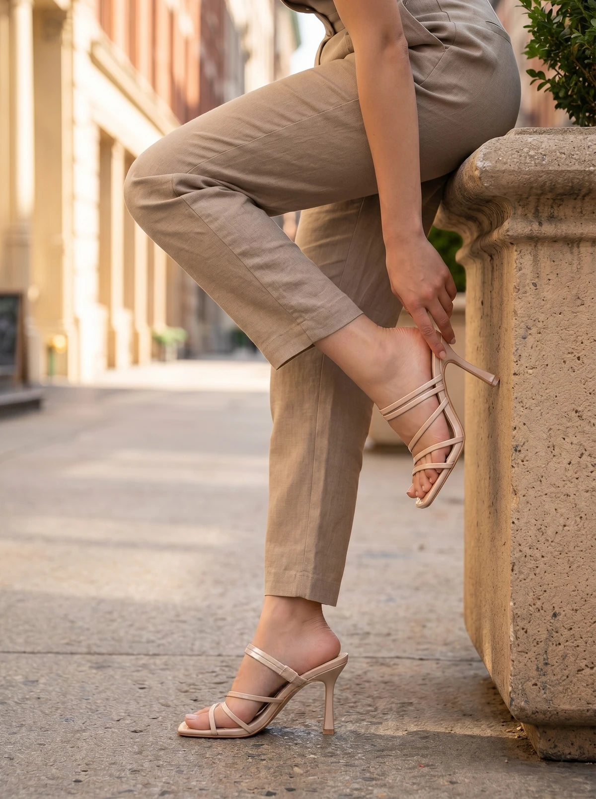 RAID Christabel Heeled Mules in Nude