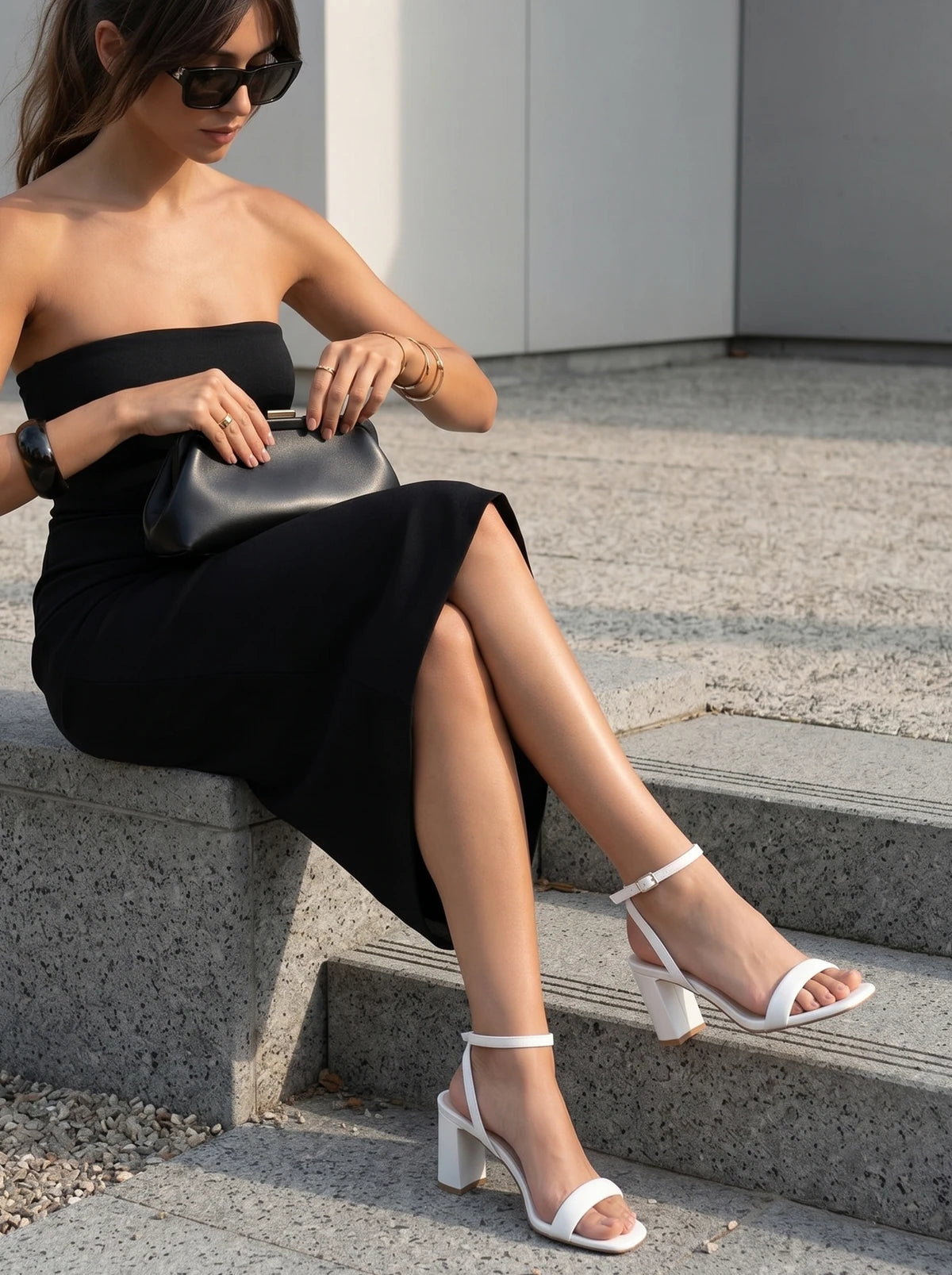 RAID Cossette Block Heeled Sandals in White