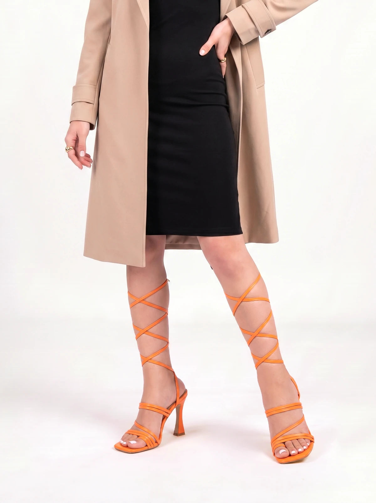RAID Credence Lace Up Heel in Orange