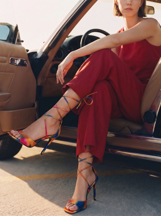 RAID Dawson Strappy Heel in Orange Multi