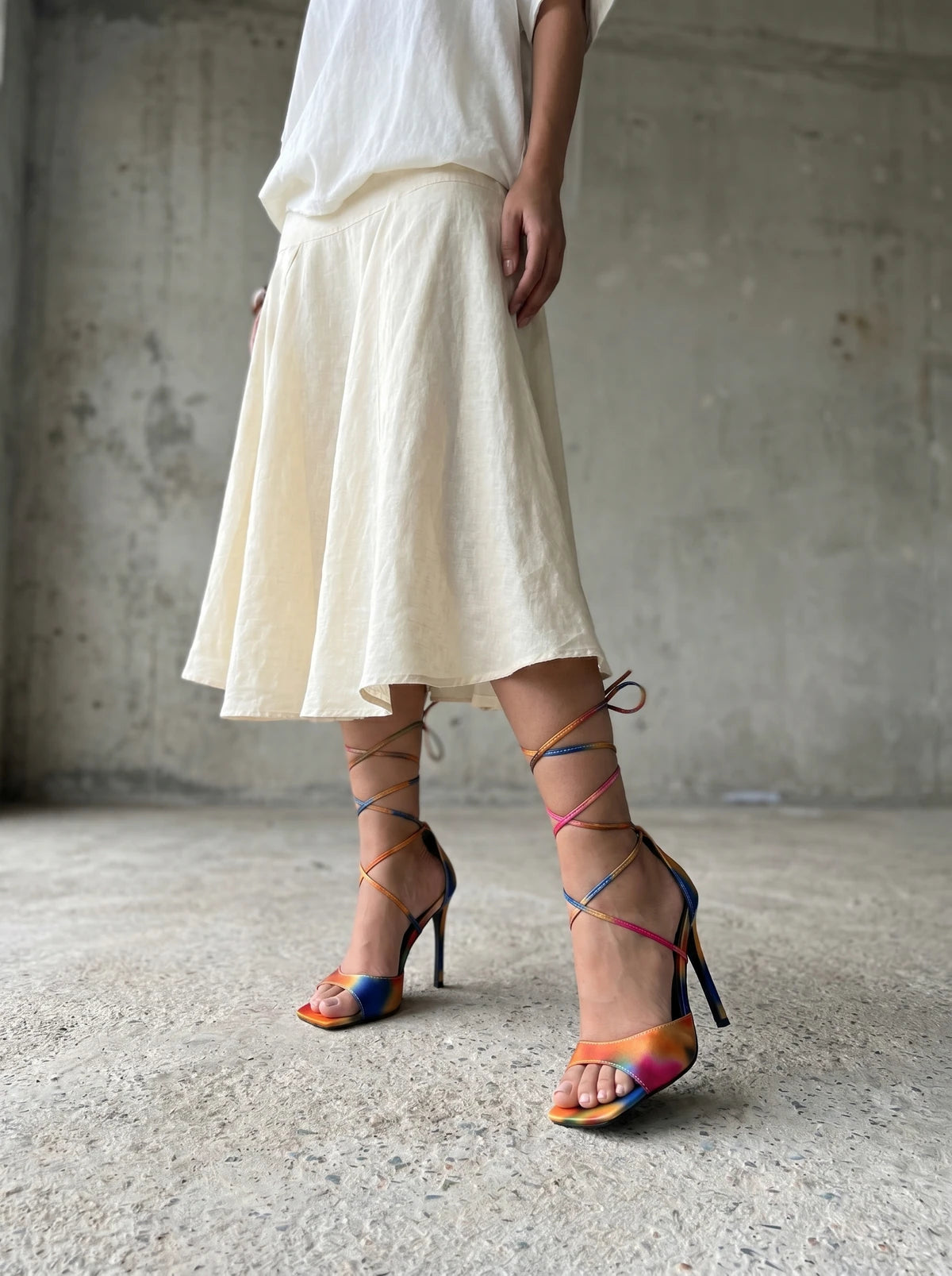RAID Dawson Strappy Heel in Orange Multi