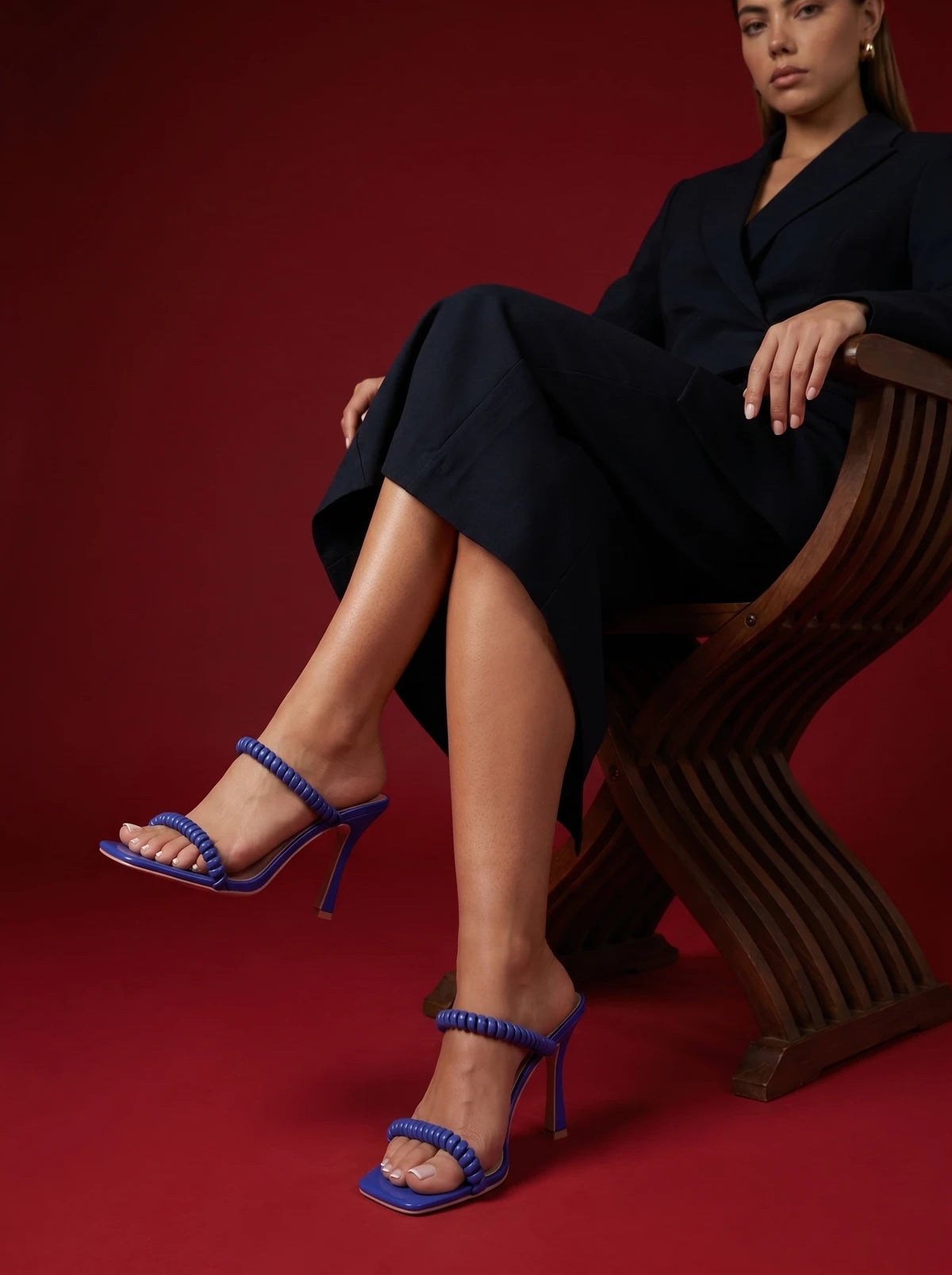 RAID Destined Strappy Heeled Mule in Blue