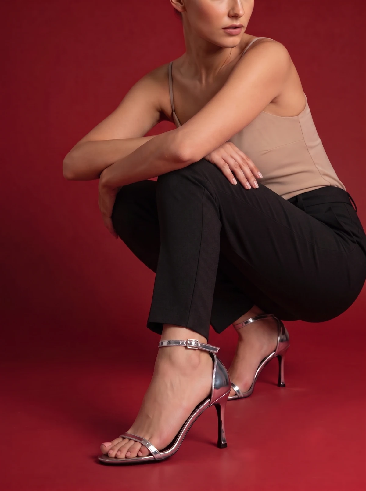 RAID Everlea Heeled Sandals in Silver Metallic