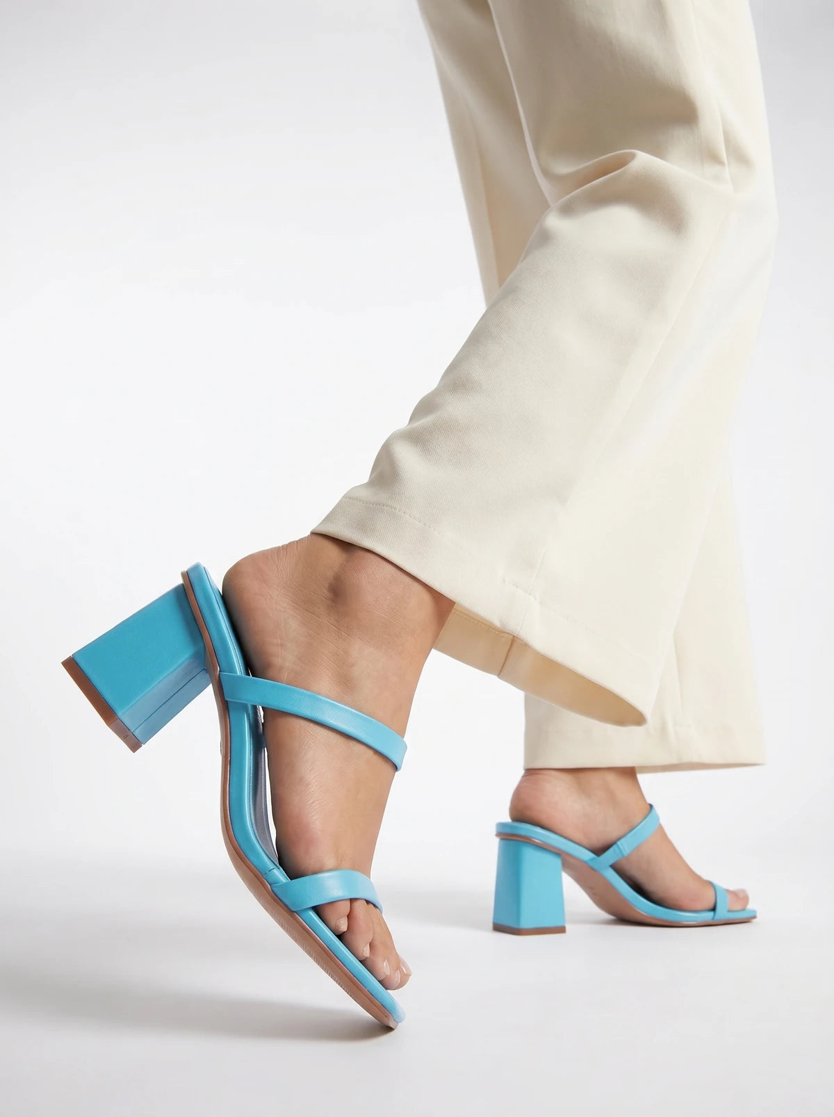 RAID Frieda Block Heeled Mule in Blue