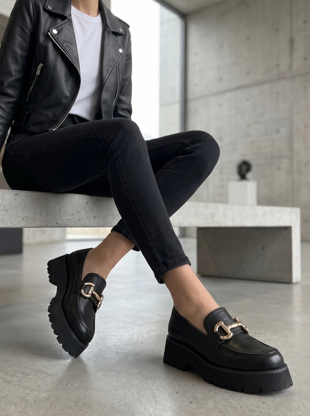 RAID Gennia Chunky Flat Shoes in Black