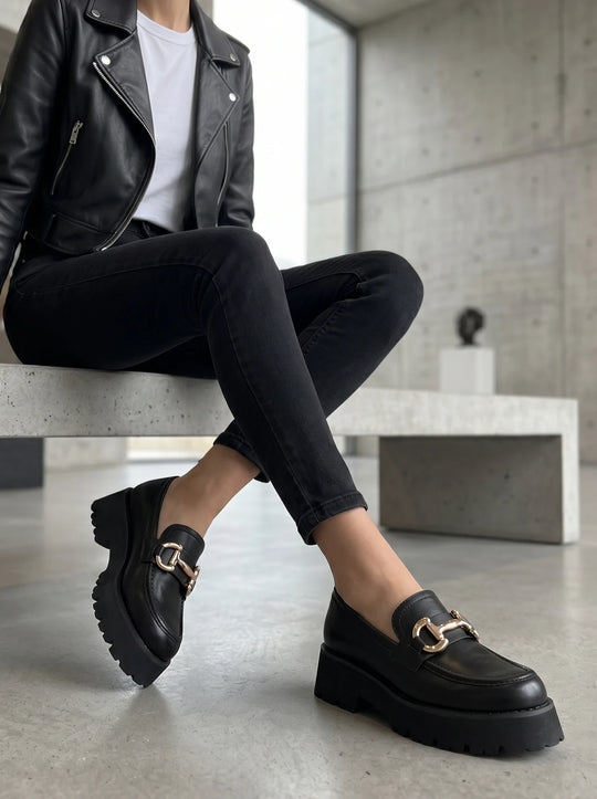 RAID Gennia Chunky Flat Shoes in Black