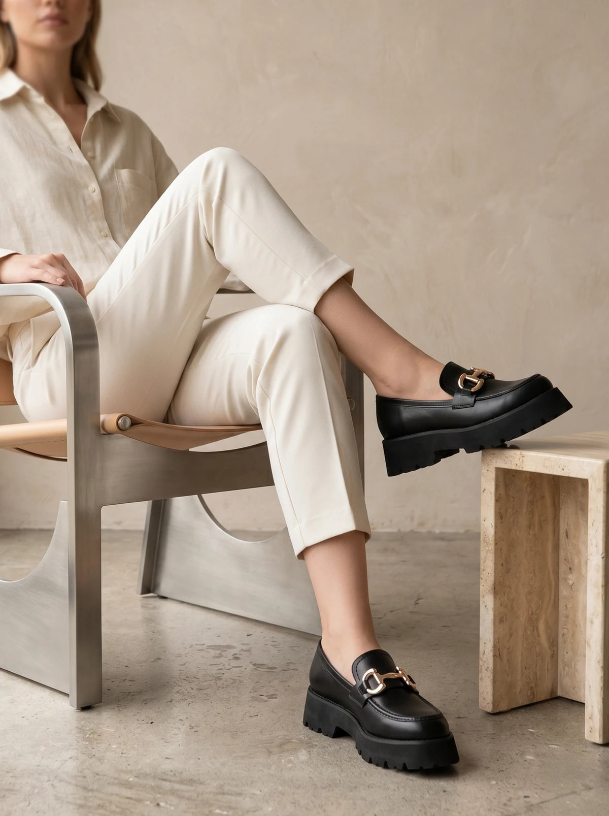 RAID Gennia Chunky Flat Shoes in Black