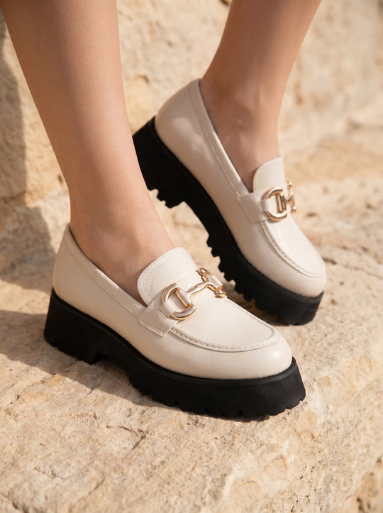 RAID Gennia Chunky Flat Shoes in Oat