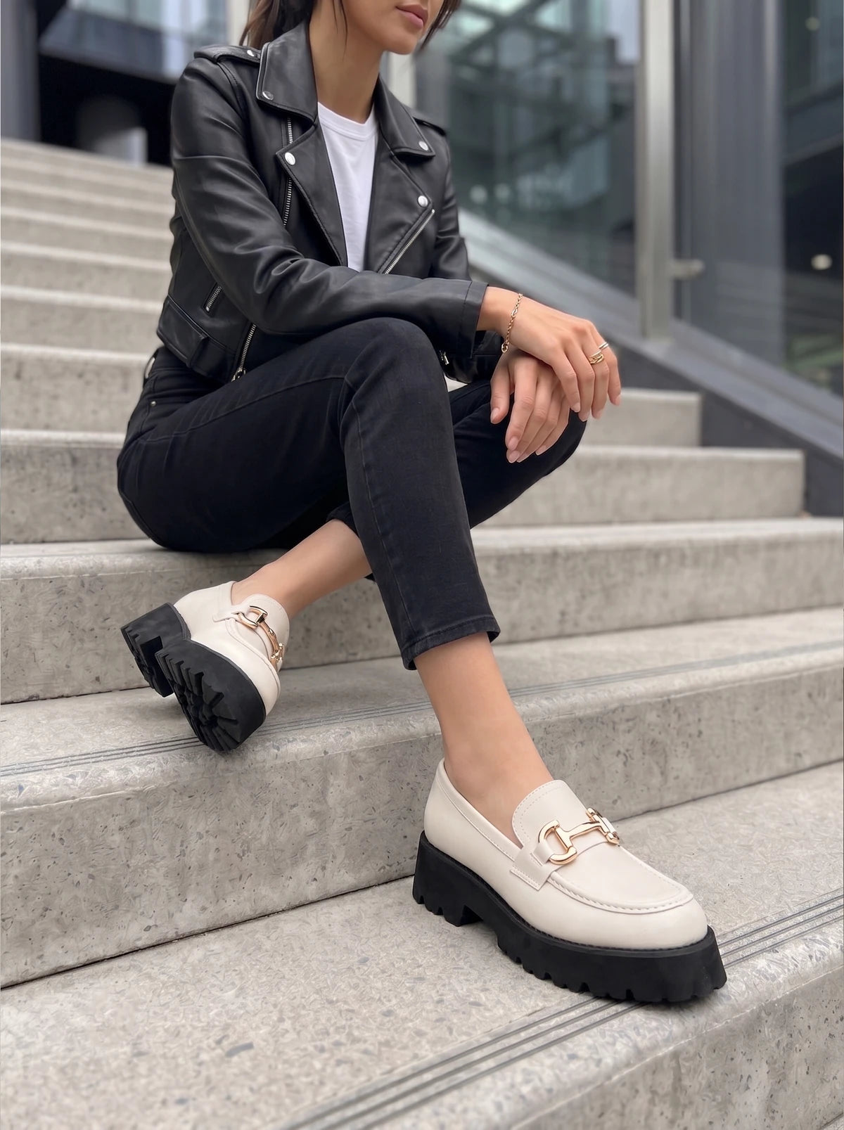 RAID Gennia Chunky Flat Shoes in Oat