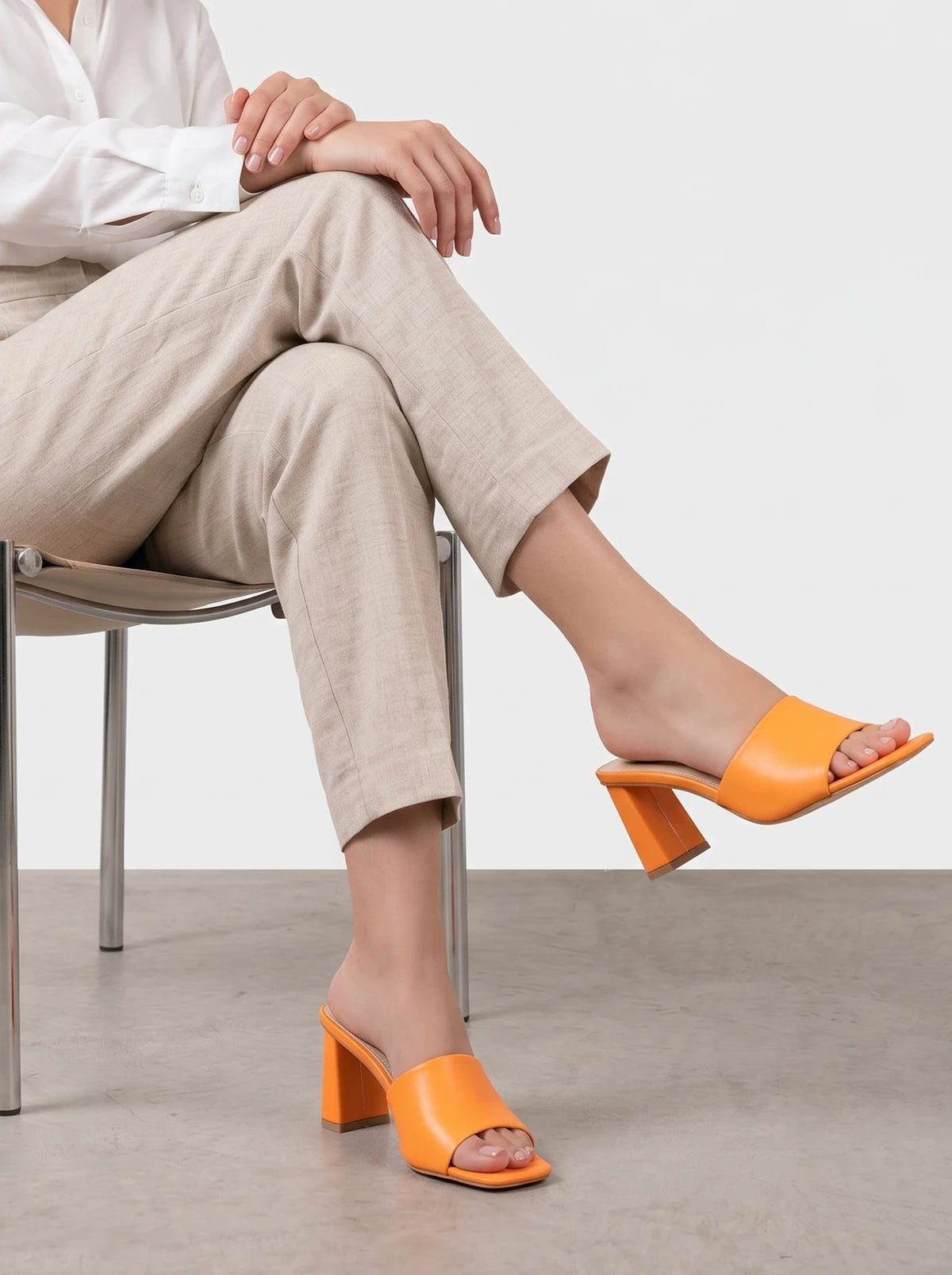 RAID Ilaria Block Heeled Mules in Orange