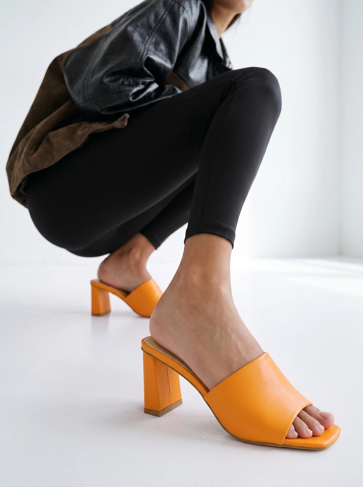 RAID Ilaria Block Heeled Mules in Orange