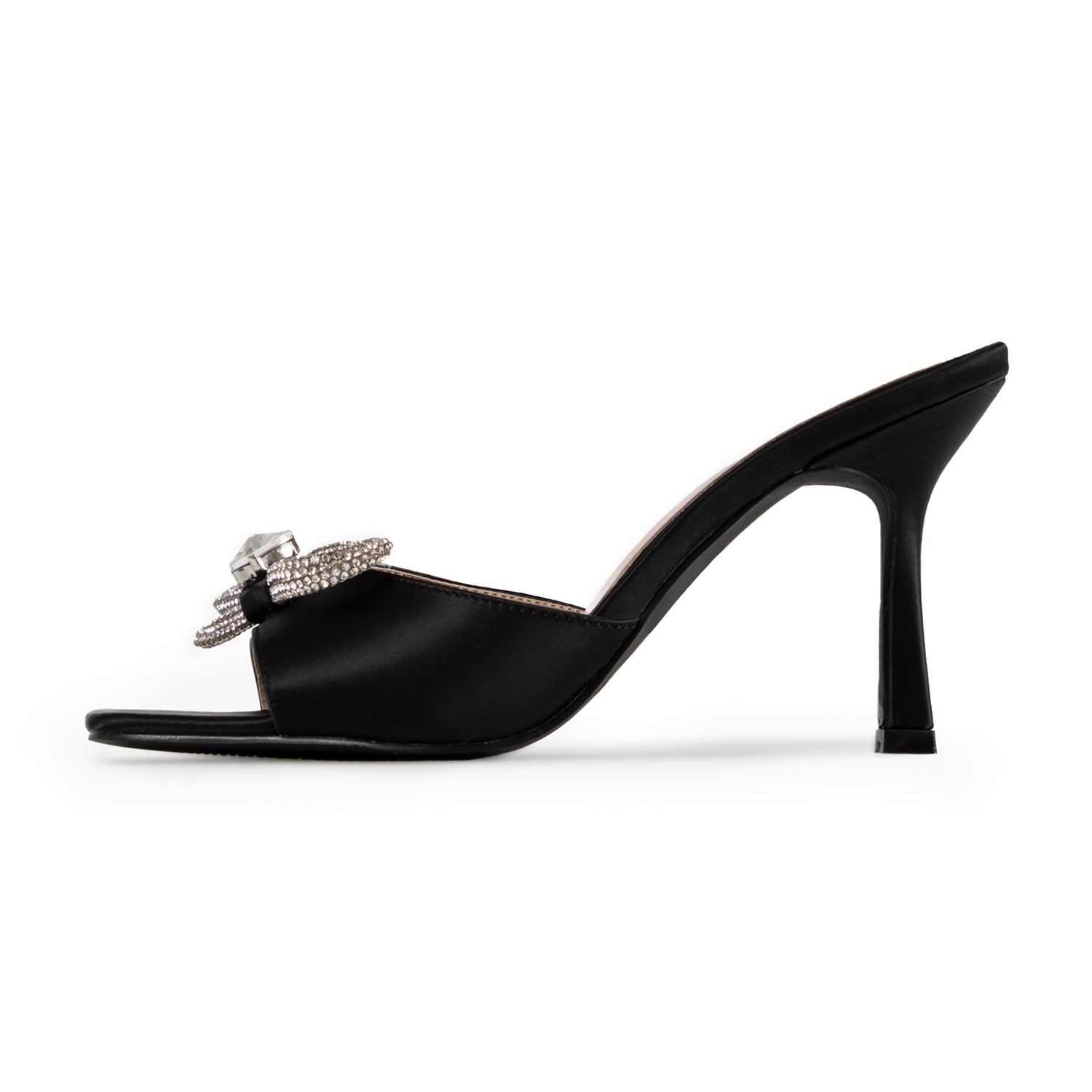 RAID Renee Heeled Mule In Black Satin