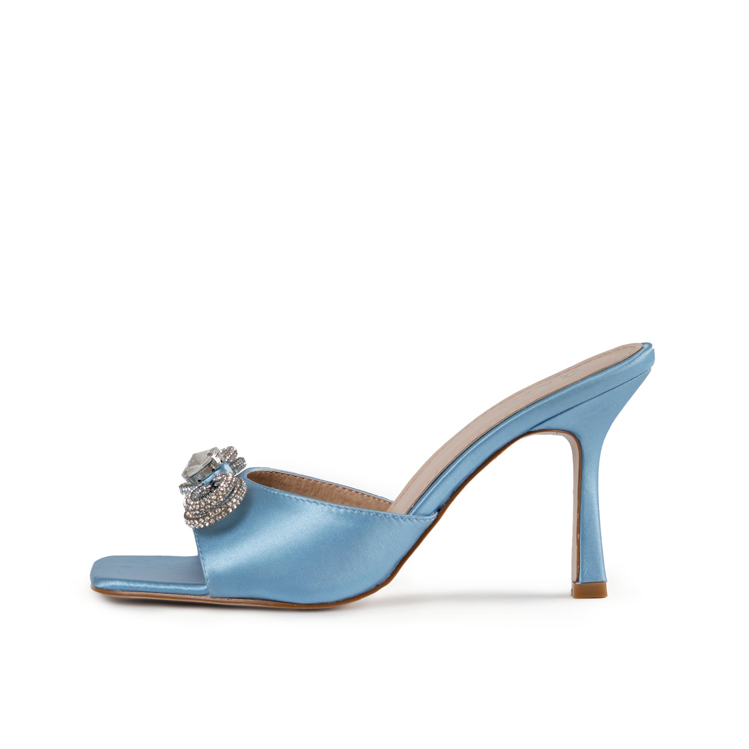 RAID Renee Heeled Mule In Baby Blue Satin