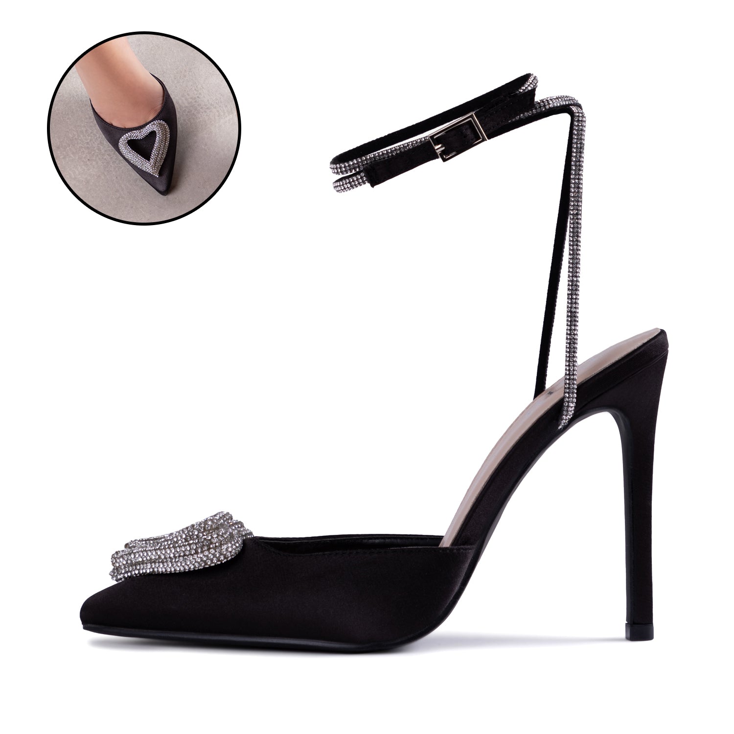 RAID Roana Stiletto Pump in Black Satin