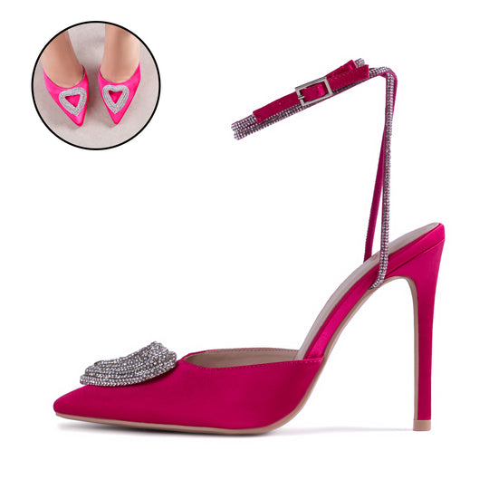 RAID Roana Stiletto Pump in Pink Satin