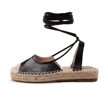 RAID Rossella Lace Up Espadrilles in Black