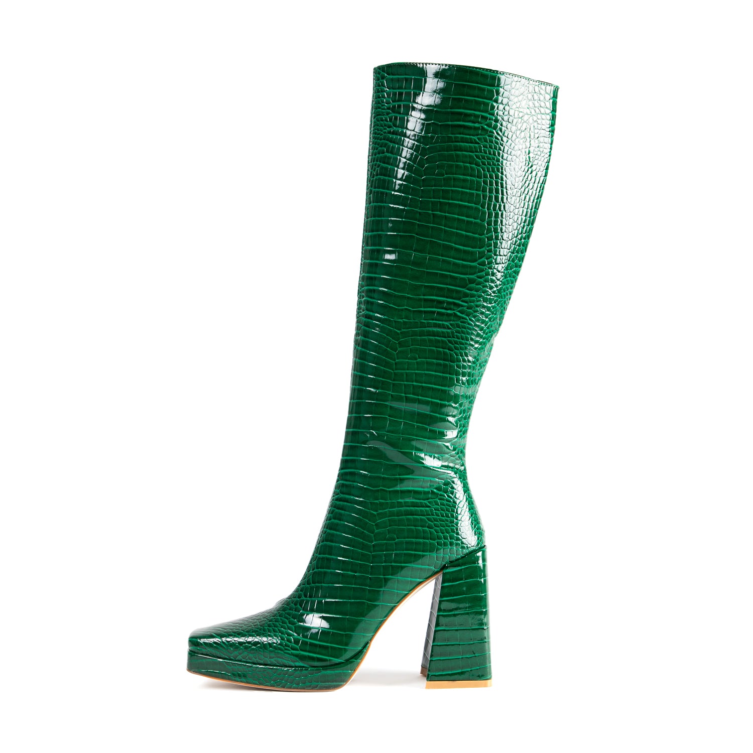 RAID Rosie Long Boot in Dark Green Croc