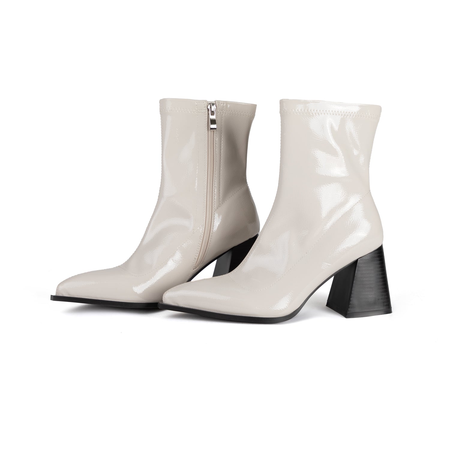 RAID Shalin Block Heeled Ankle Boots in Off White