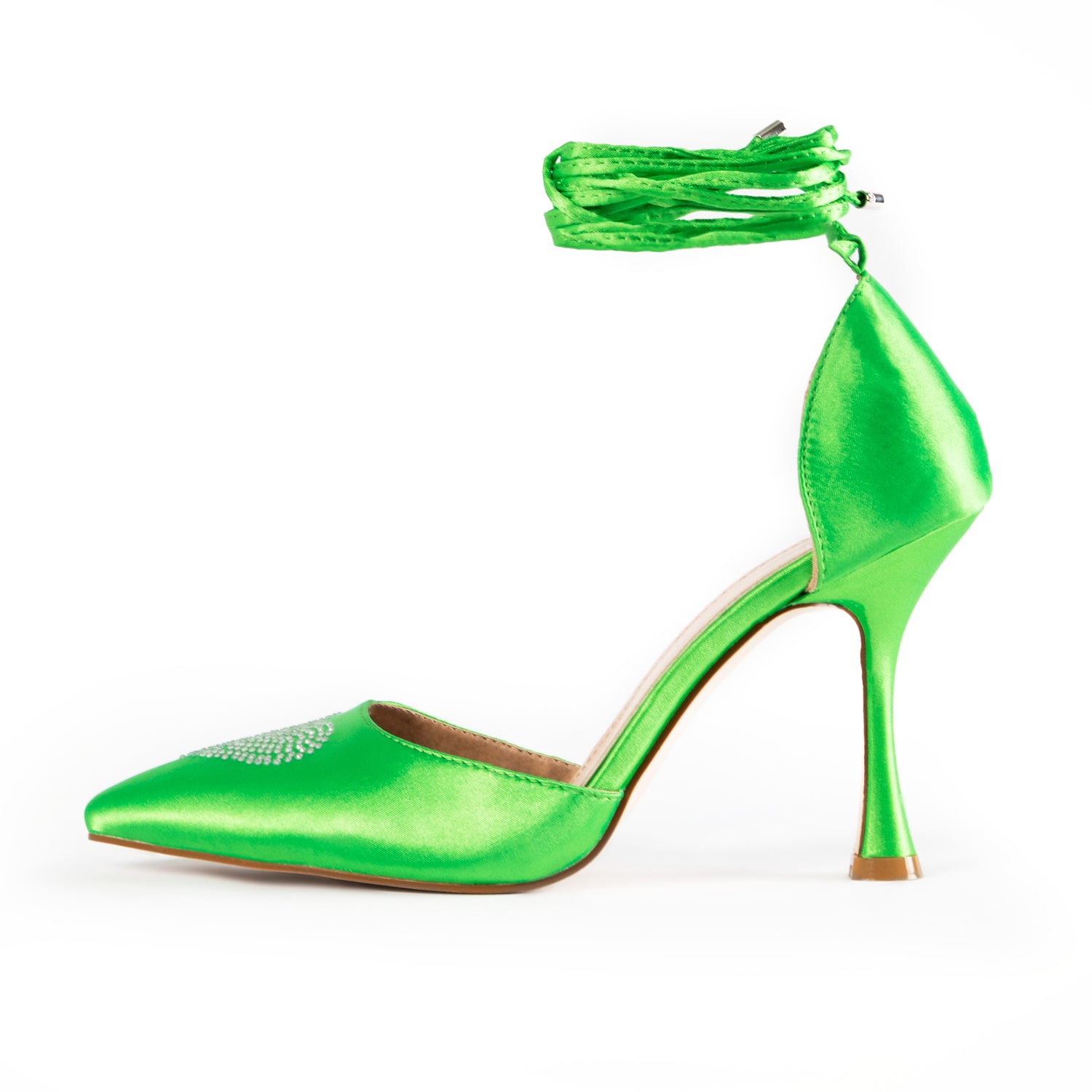 RAID Sidney Heeled Pump in Green Satin