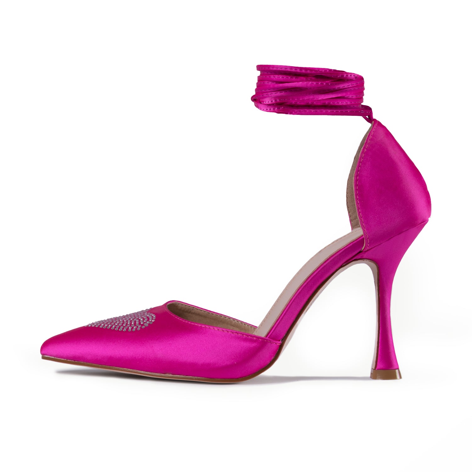 RAID Sidney Heeled Pump in Pink Satin