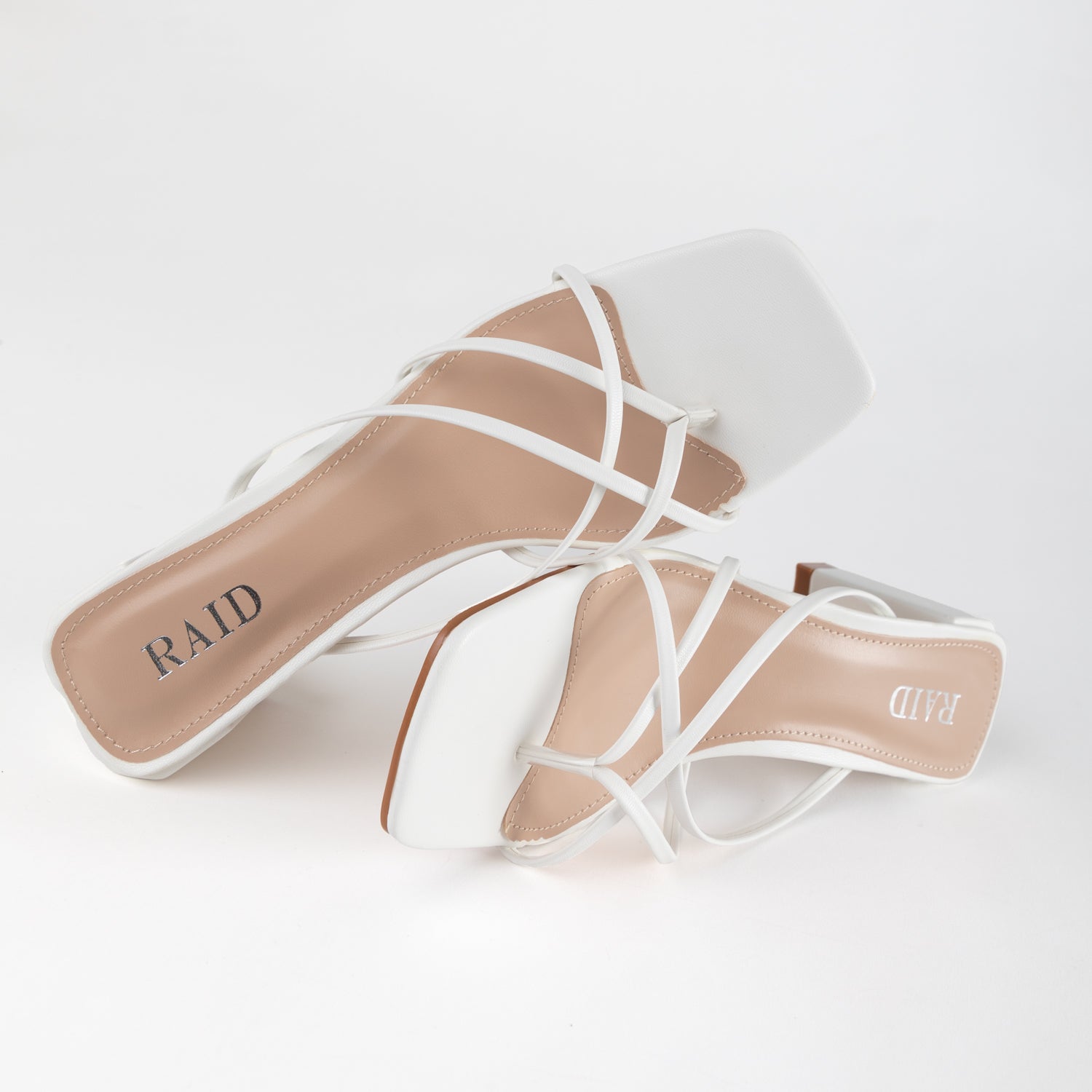 RAID Stephany Block Heeled Mule in White