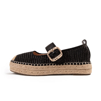 RAID Tisca Flatform Sandals in Black Raffia