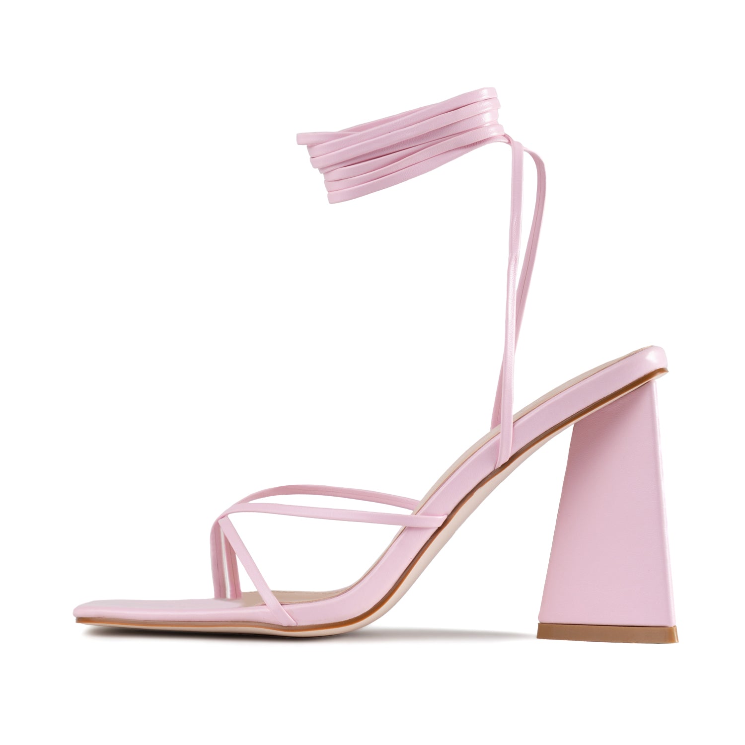 RAID Vedika Lace Up Block Heel in Pink