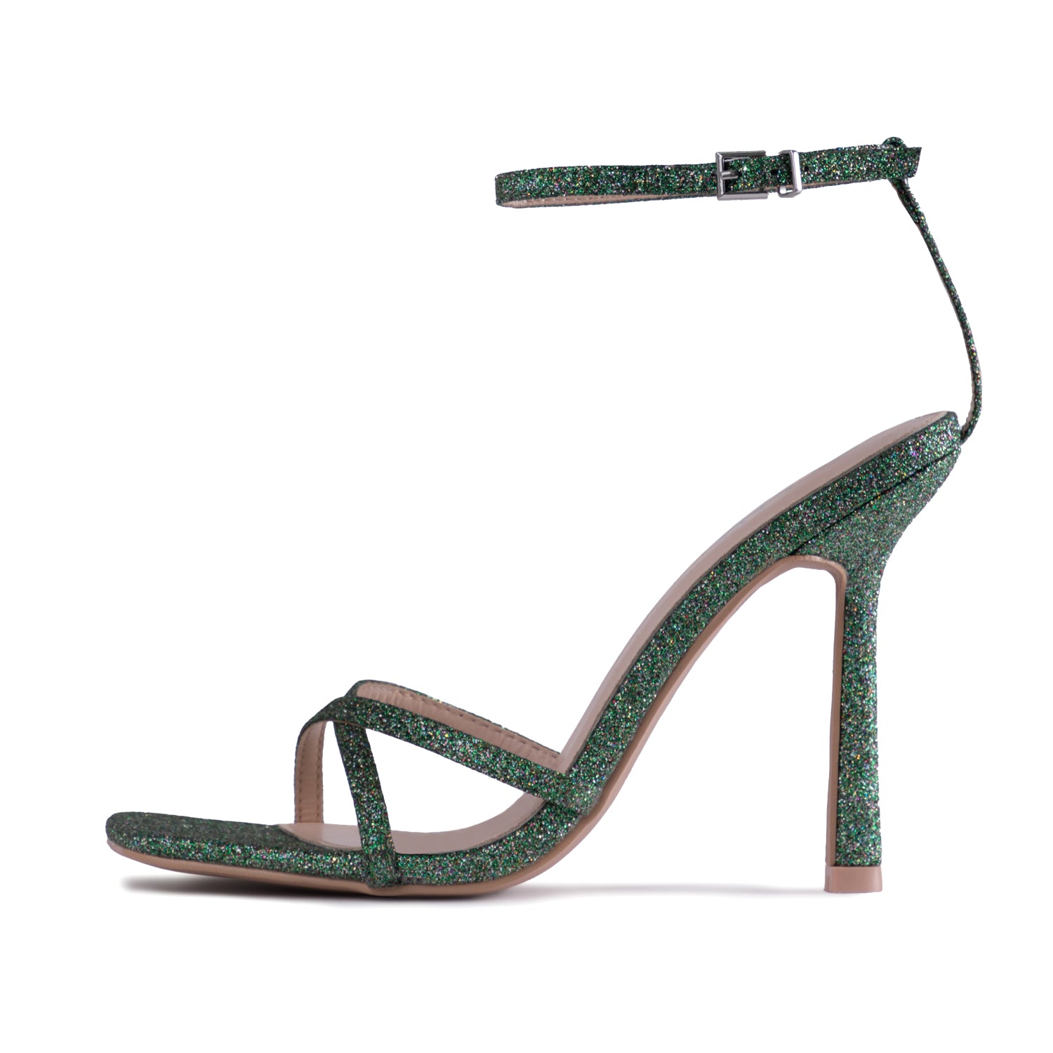RAID Willia Heeled Sandal in Green Glitter