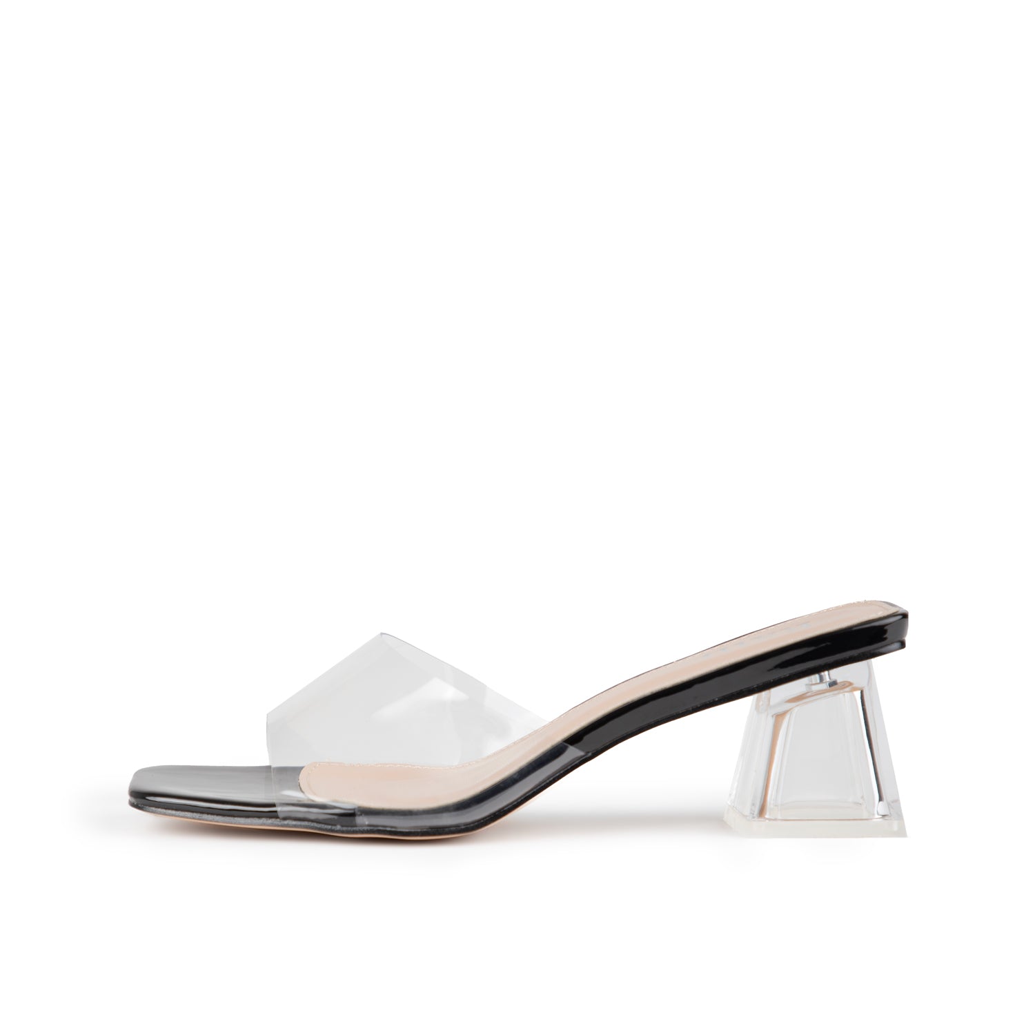 RAID Elvira Perspex Block Heeled Mules in Black