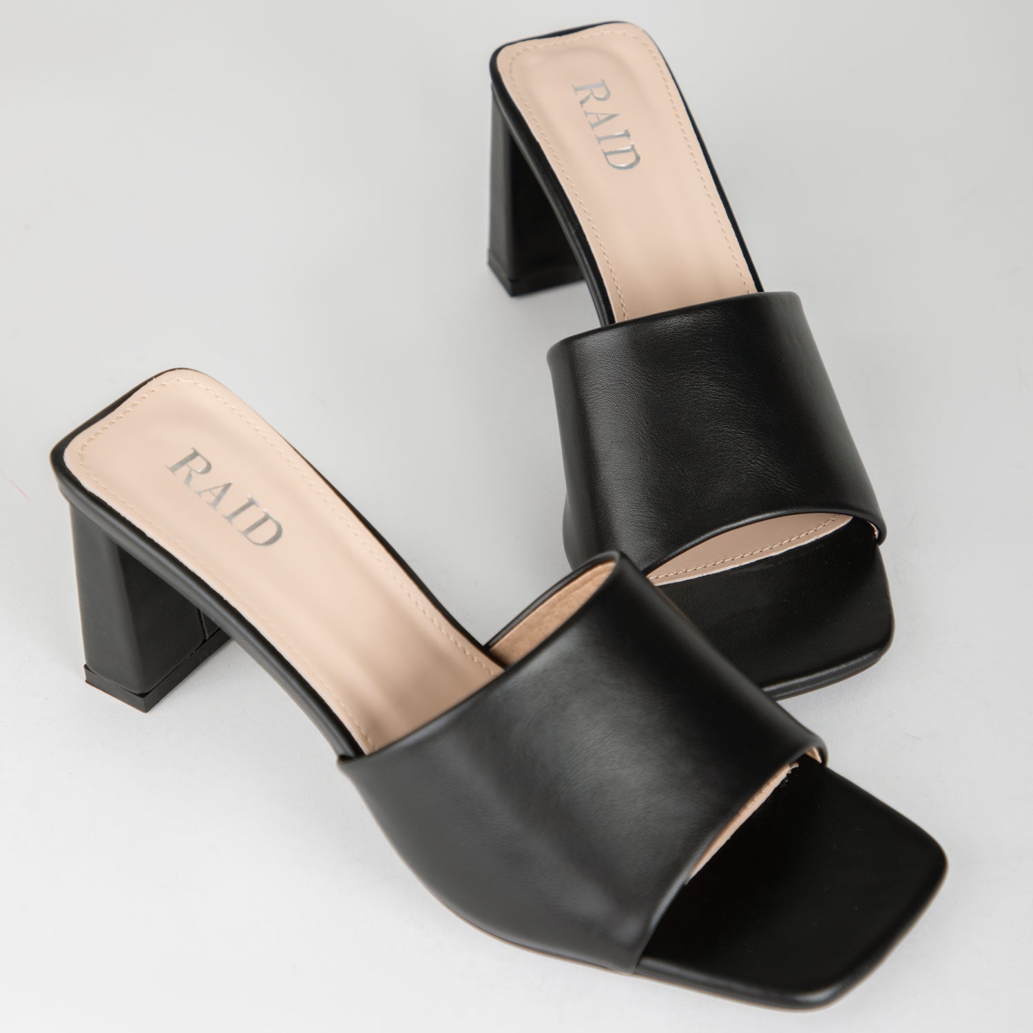 RAID Ilaria Block Heeled Mules in Black