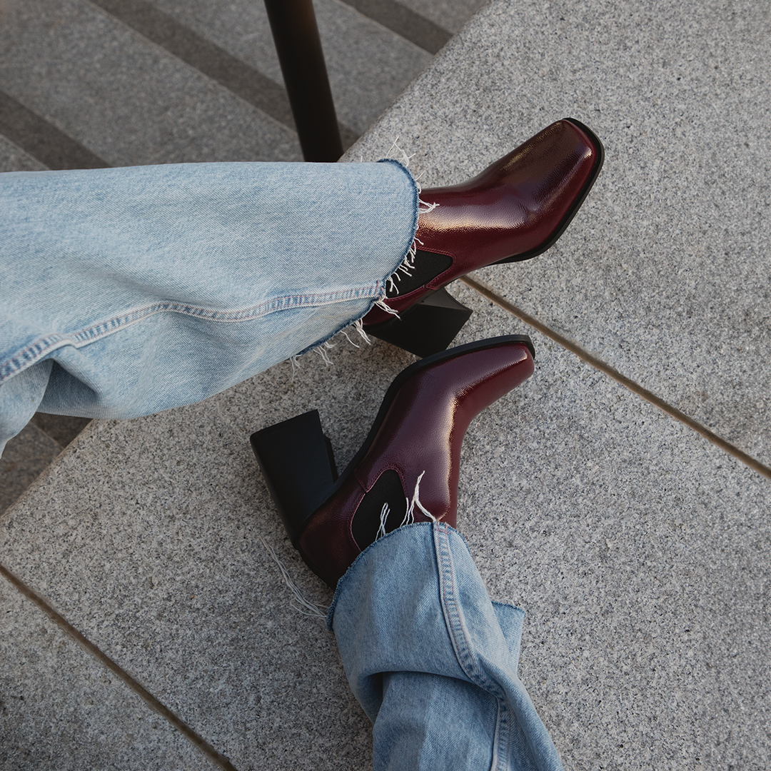 RAID Mariana Block Heeled Ankle Boots in Burgundy