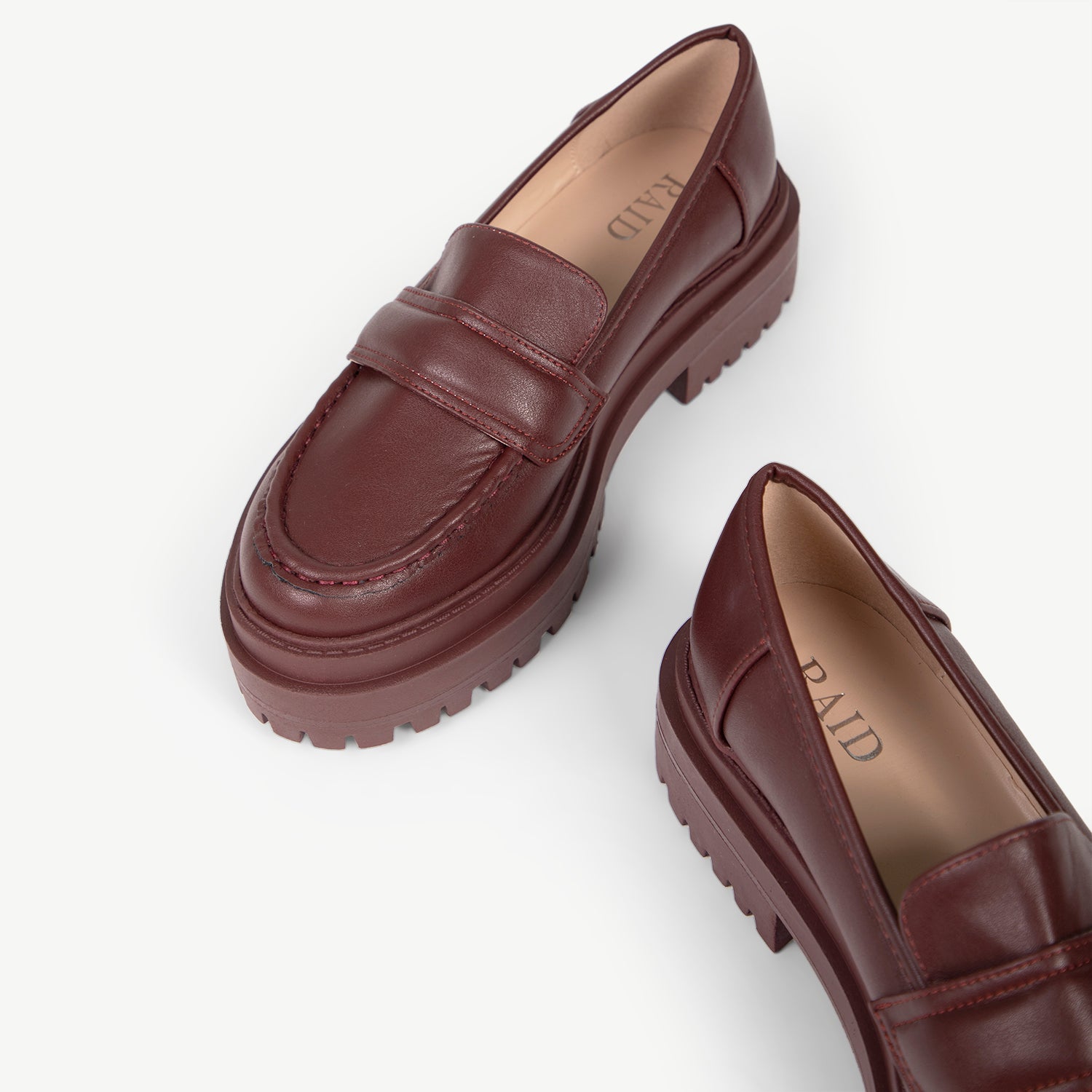 RAID Addyson Chunky Flat Shoe in Burgundy