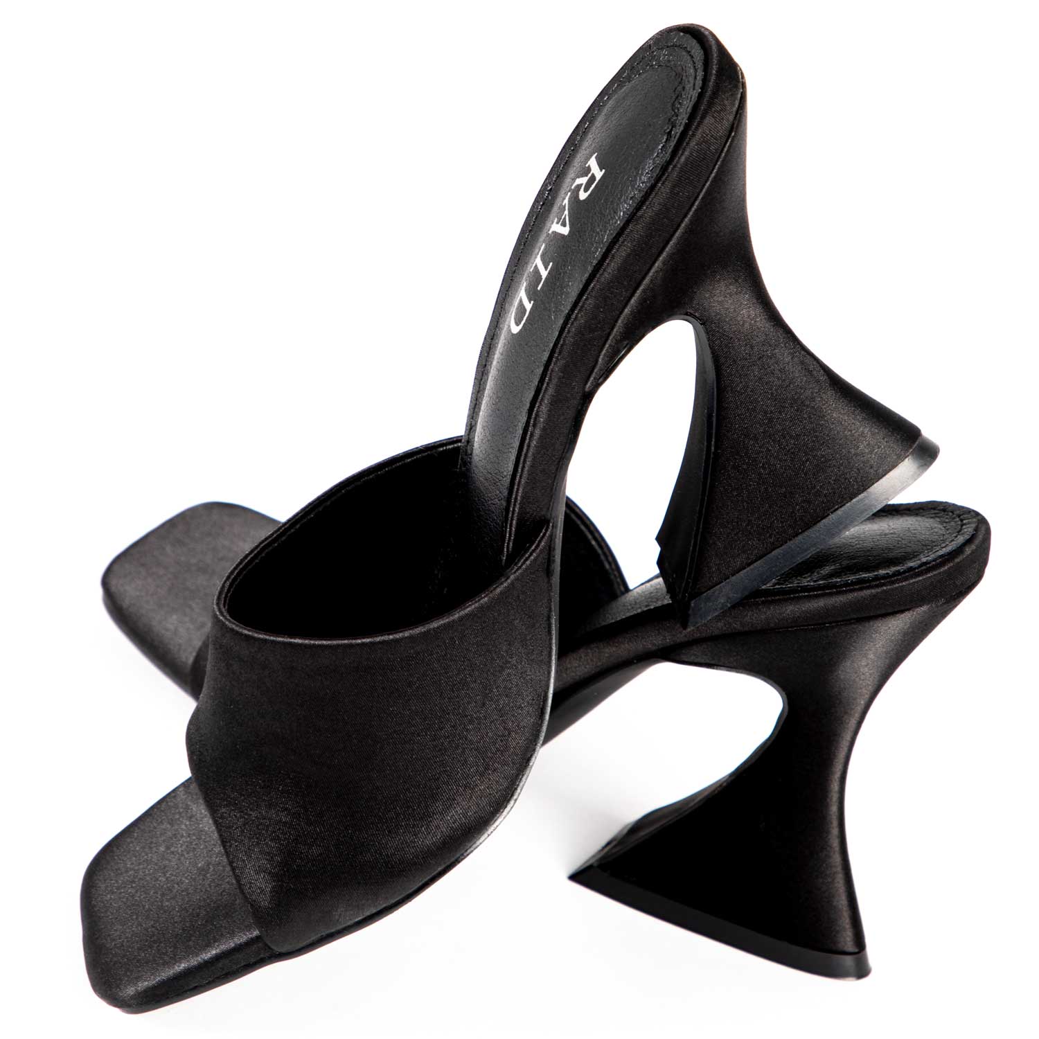 RAID Amantha Heeled Mule in Black Satin