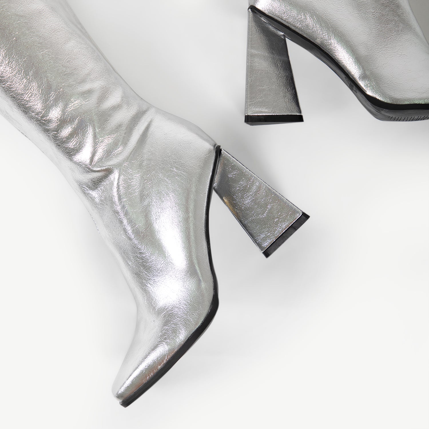 RAID Amberr Long Block Heeled Boot in Silver