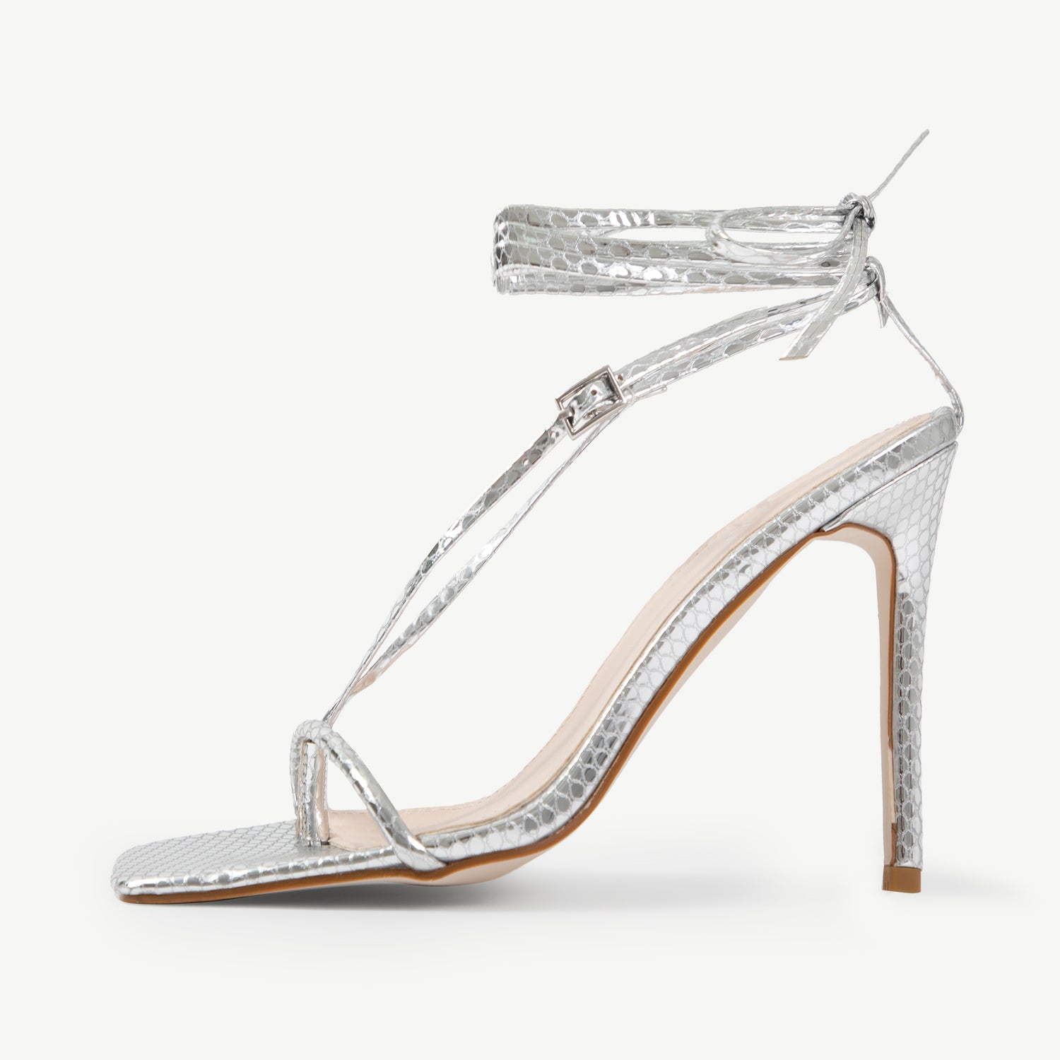 RAID Ancy Lace Up Heel in Silver