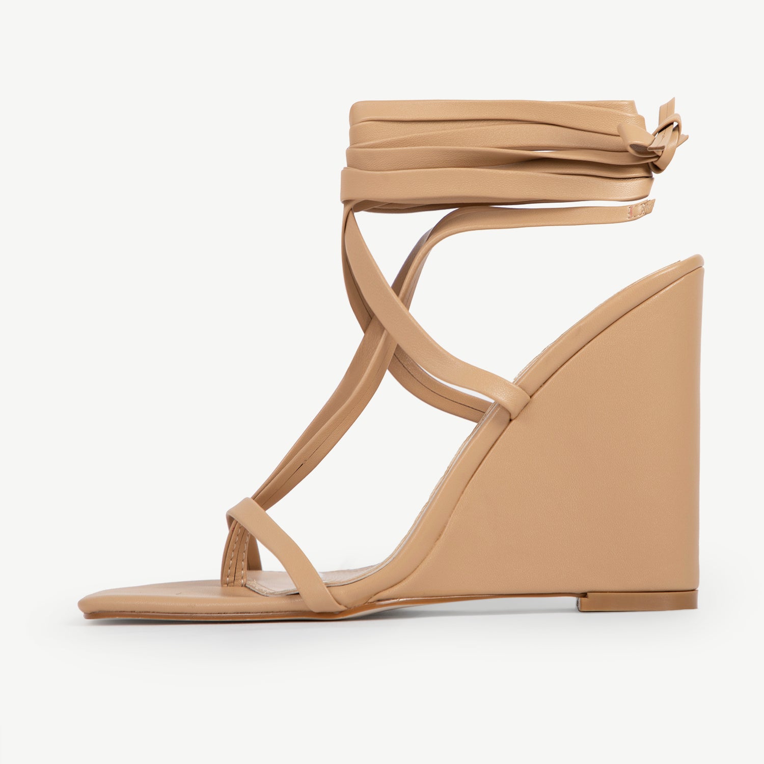 RAID Aniee Lace Up Heel in Nude