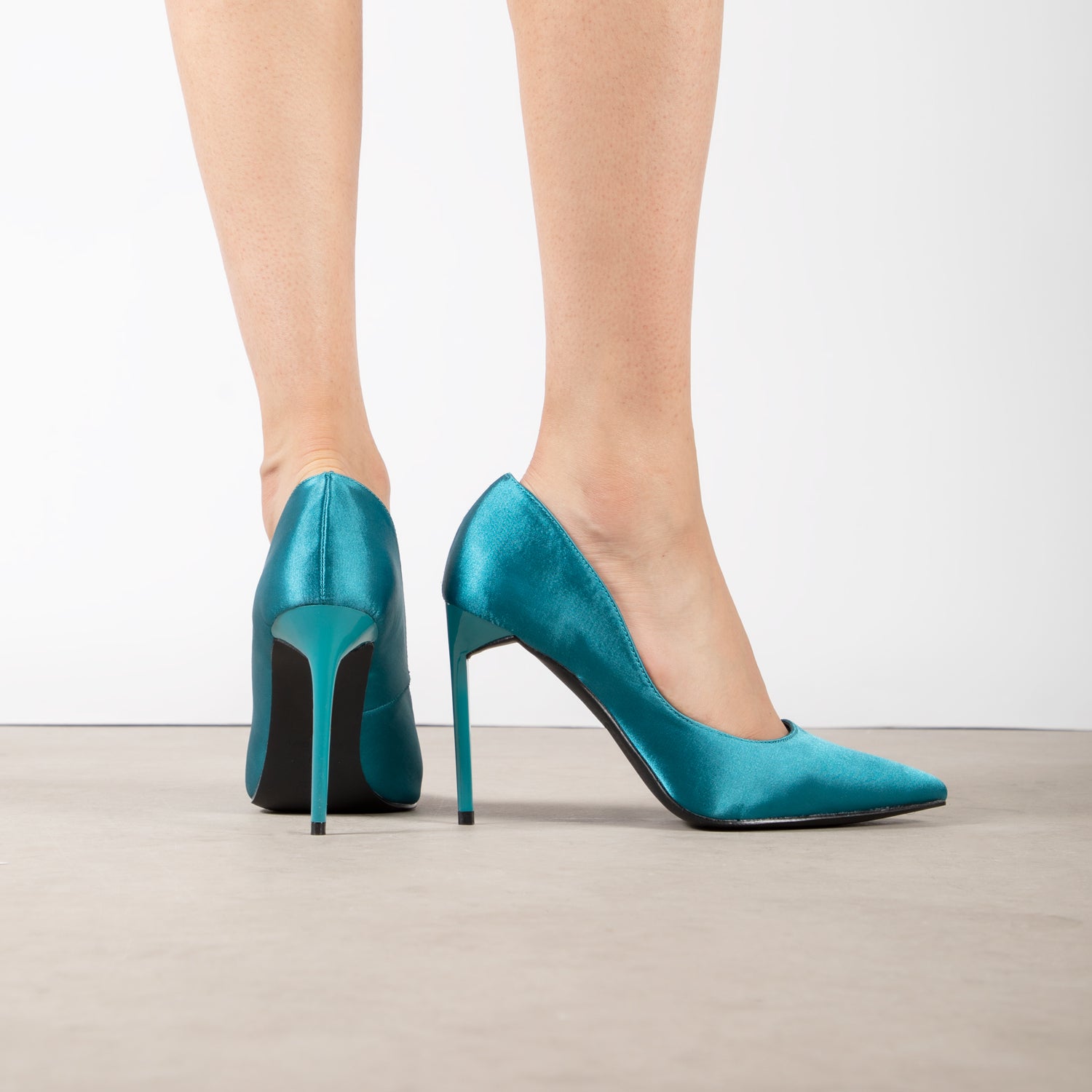 RAID Antix Court Heel in Teal Satin