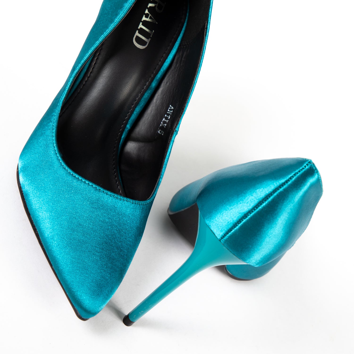 RAID Antix Court Heel in Teal Satin