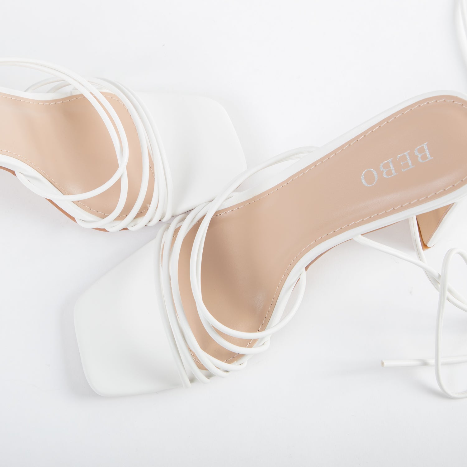 BEBO Arya Lace Up Heel in White